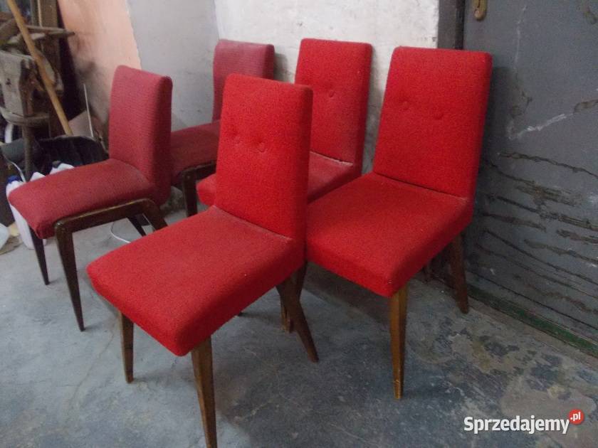 Stare krzesła drewniane AGA patyczaki PRL Bielsko-Biała