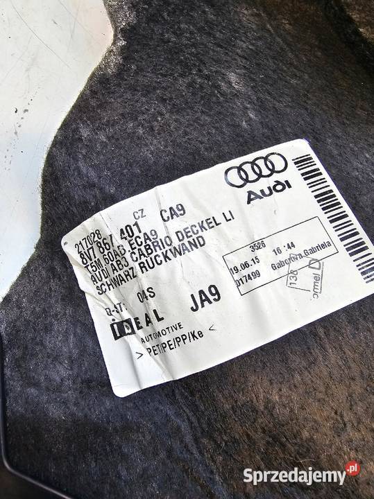 TAPICERKA BAGAŻNIKA LEWY TYŁ AUDI A3 8V CABRIO osobowe Przystajń