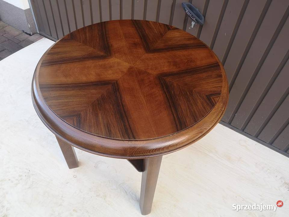 Stolik Ława Okrągły ARTDECO Orzech Antyk Stary Swarzędz