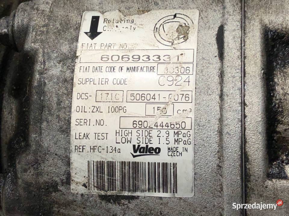 SPRĘŻARKA KLIMATYZACJI ALFA 159 60693331 19 115 sprzedam