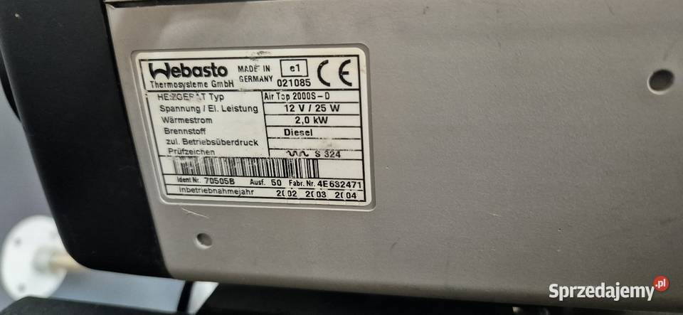 Webasto Airtop air top 2000 12V 2000SD Nowe dostawcze Jarocin
