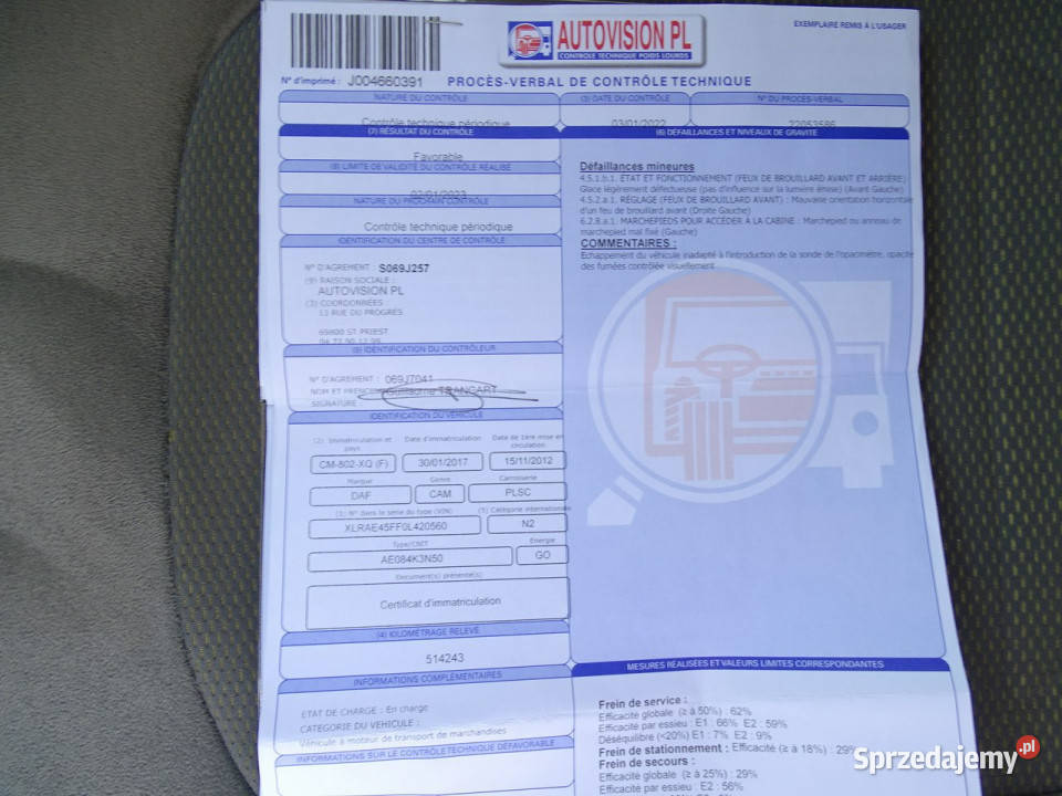 DAF LF 45210 EEV Euro 5 Rama Pod Zabudowę komputer pokładowy Kopana