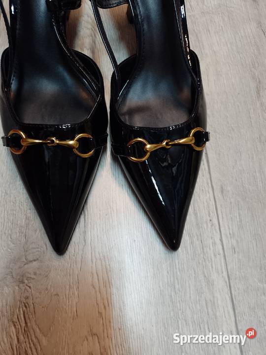 42 Czarne czółenka wieczorowe z odkrytą piętą Kraków sprzedam