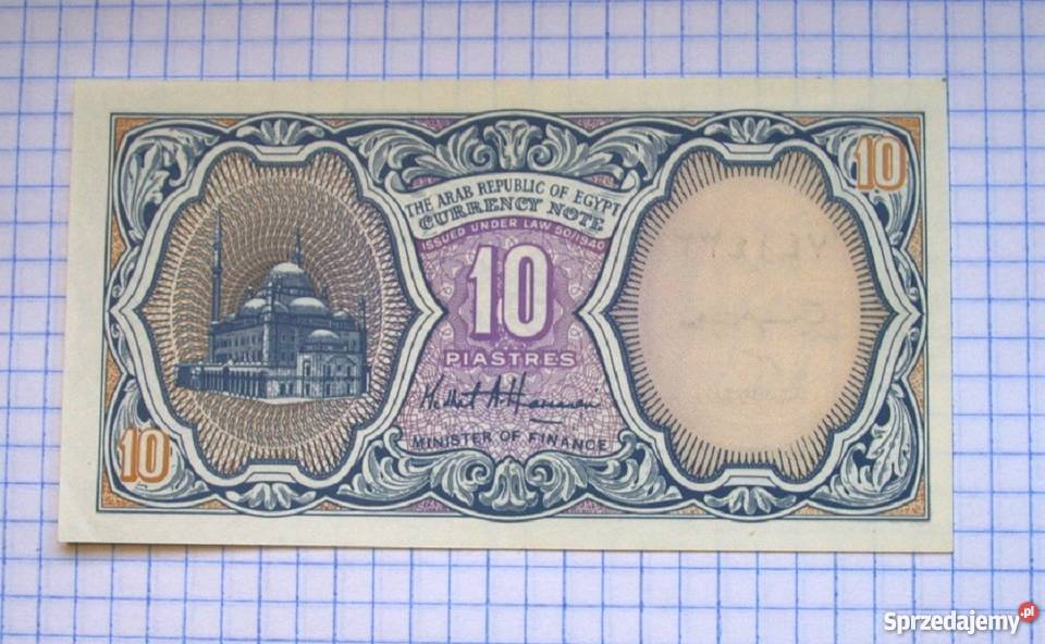 BANKNOT 10 PIASTR 10 PIASTRES EGIPT Piszczac