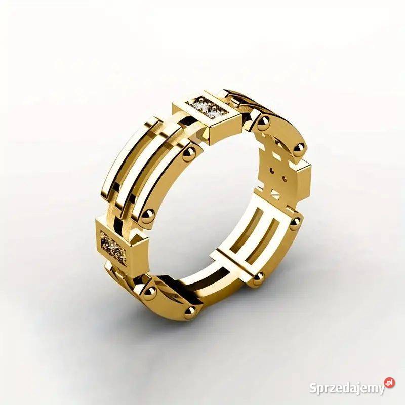 obrączka z ażurowym wzorem i syntetyczną Swarzędz