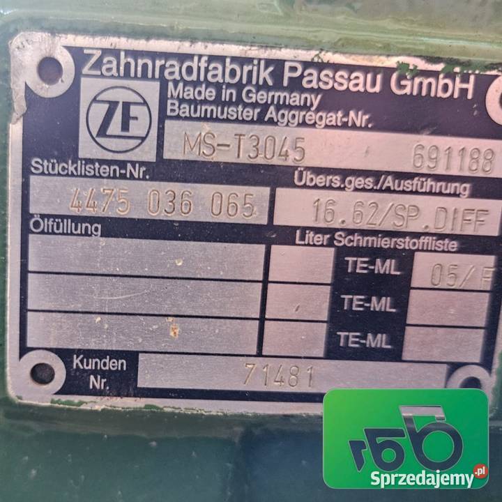 Przednia Oś ZF 4475436126 John Deere 3420 Tylny most wielkopolskie Wilkowo sprzedam