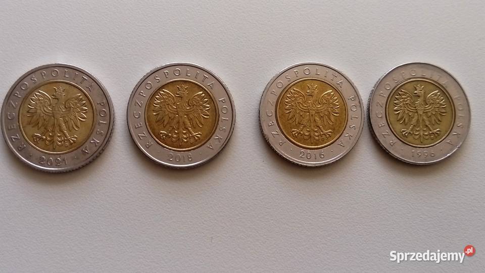 Zestaw monet 5 2021 2018 2016 1996 r wielkopolskie Mosina