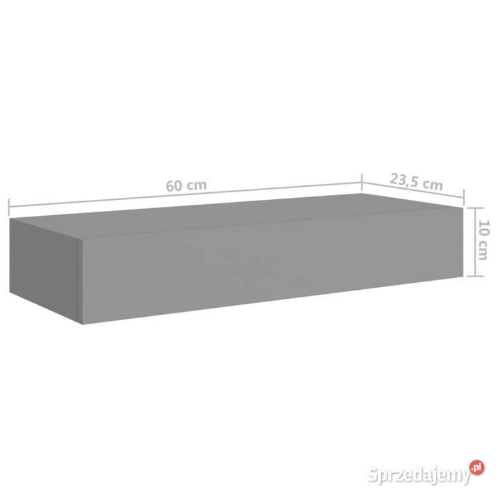Półki ścienne z szufladą 2 szare 60 x 235 x 10