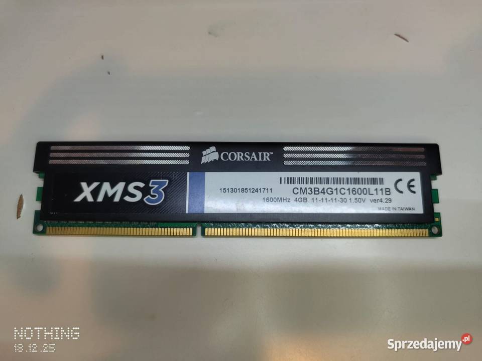 XMS3 4GB1600T DDR3 Swarzędz