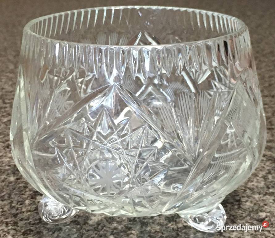 Duża kryształowa cukiernica pucharek na nóżkach śląskie Ustroń