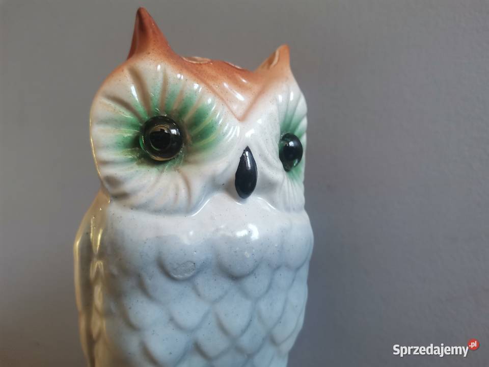 Stara figurka lampka Sowa porcelana Steatyt Porcelana i szkło śląskie Siemianowice Śląskie