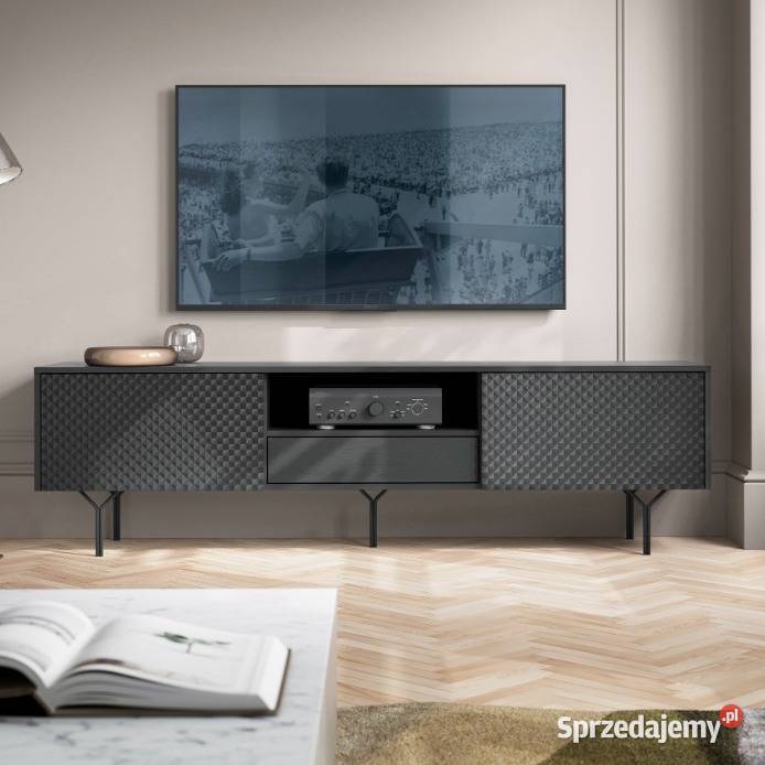 Szafka RTV 180 RAVEN Front 3D CZARNY GRAFIT NOWA Łódź