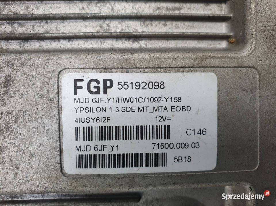 KOMPUTER SILNIKA ECU LANCIA YPSILON 55192098 osobowe kujawsko-pomorskie Lipno sprzedam