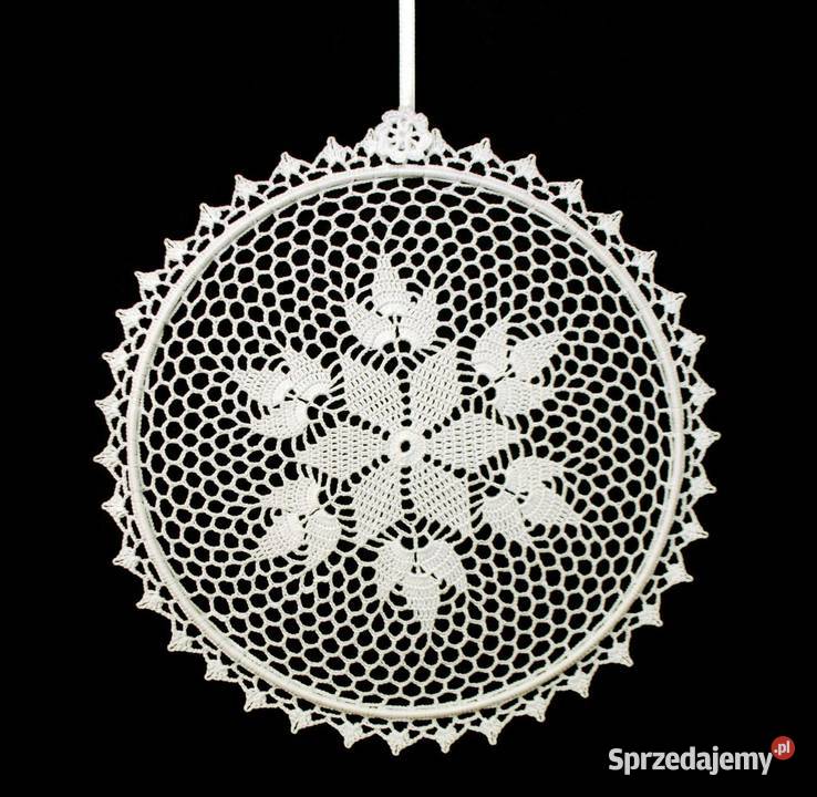 Zawieszka ozdoba na okno szydełkowa 28 biała Kluczbork
