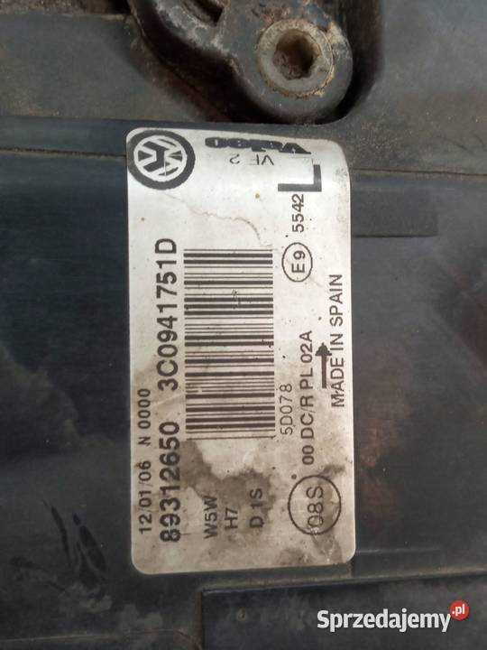 LAMPA PRZÓD LEWA XENON EUROPA 3C0941751D osobowe