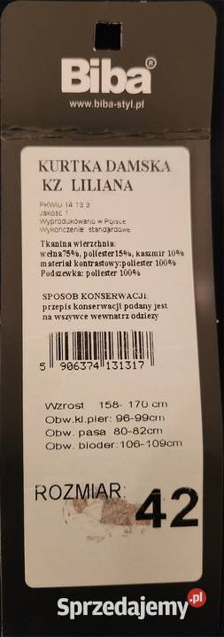 Damski płaszczyk z kapturem z wełny rozmiar 42 śląskie Bielsko-Biała