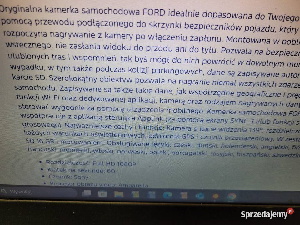 KAMERA PRZEDNIA FORD 2730087 FULL HD1080P SYNC3 dostawcze Radom sprzedam