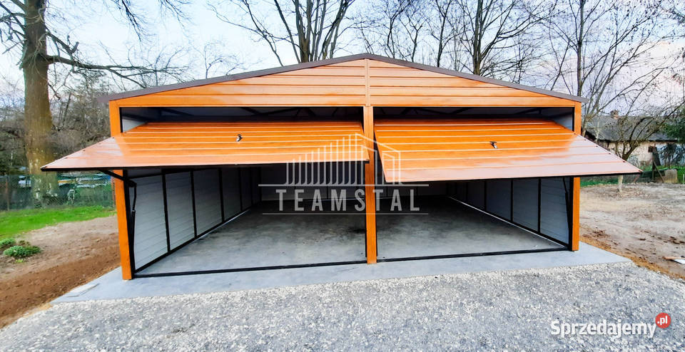 GARAŻ BLASZANY 6m x 55m poziom dwuspad 2x Brama blacha