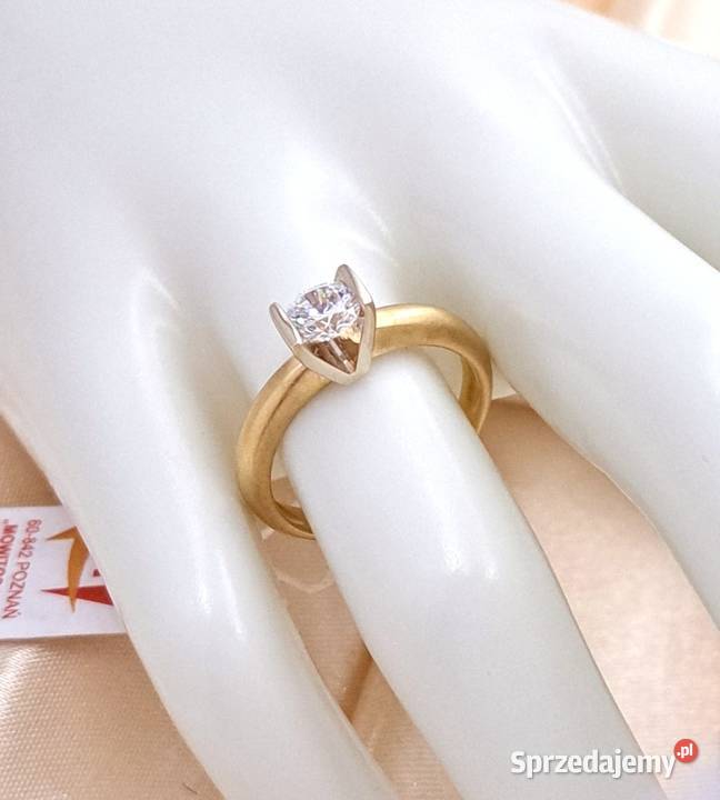 Pierścionek r15 Złoty pr585 classic z jednym Poznań