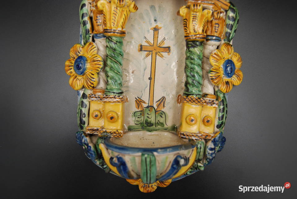 Niezwykła ceramiczna kropielnica fajans XIX w Poznań