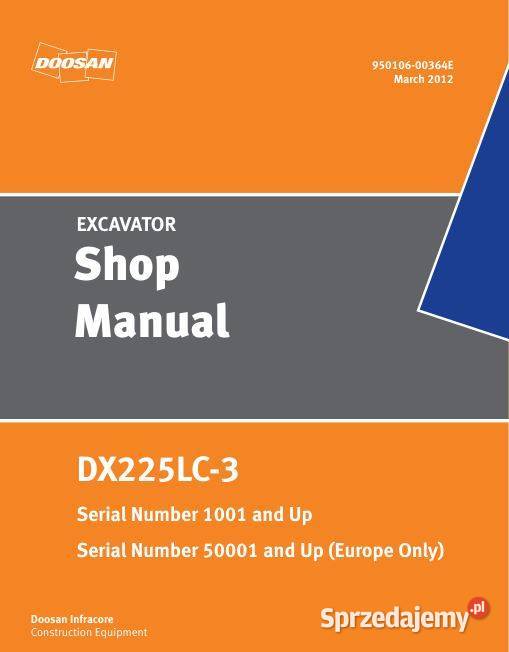Doosan DX225LC3 instrukcja naprawy motoryzacja, transport Kielce
