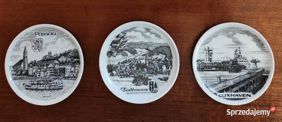 Talerzyki ozdobne architektura pejzaż statek Porcelana i szkło Mikołów sprzedam