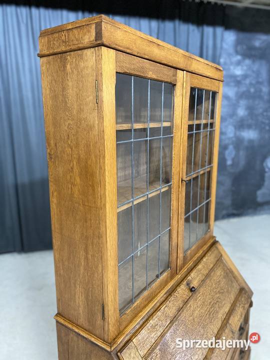 Sekretarzyk dębowy z nadstawką poł XX w witryna Budno sprzedam