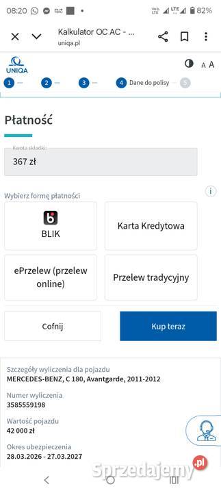 Mercedes W 204 C Klasa Kombi 2011r mazowieckie Warszawa