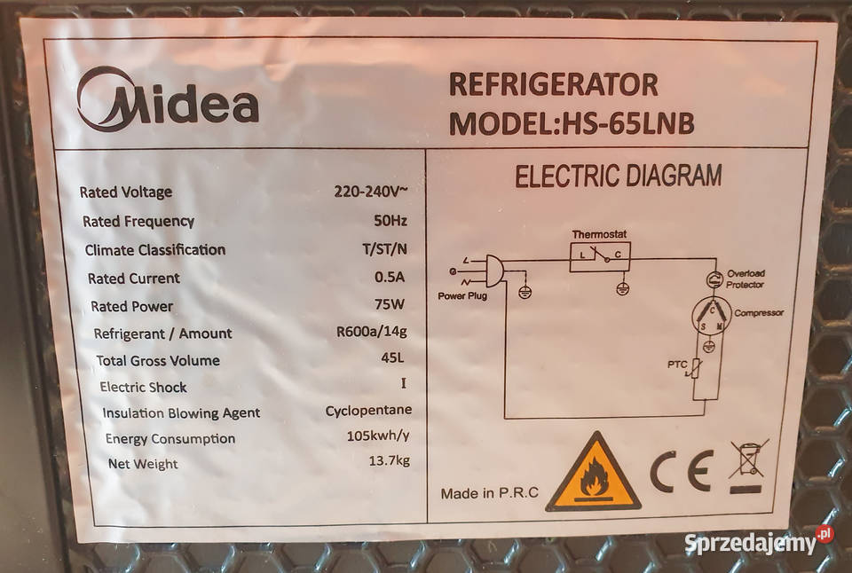 Chłodziarka Midea HS65LNB czarna AGD Częstochowa sprzedam