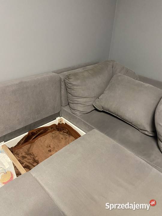 Narożnik szary rozkładana z funkcją spania i Cieśle