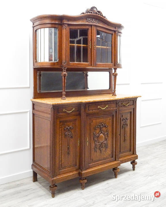 Antyk dębowy KREDENS na nóżkach styl ROCAILLE 217cm Kalisz sprzedam
