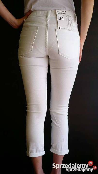 białe rurki spodnie jeansowe jeans Cubus xs 34 Odzież damska Toruń