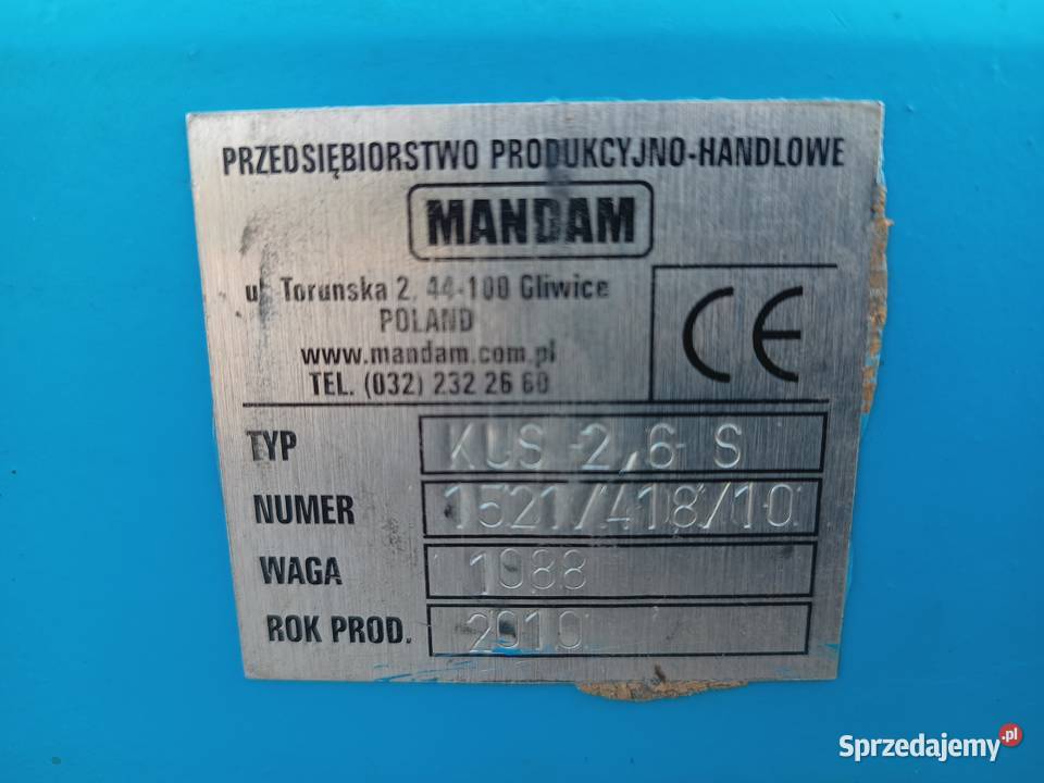 Mandam KUS 26S agregat ścierniskowy uszkodzony Kaczagórka sprzedam