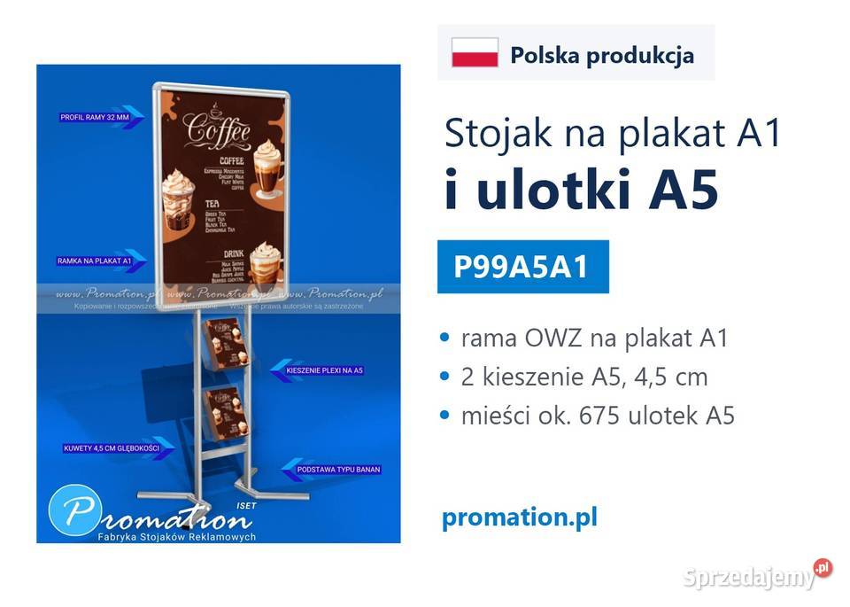 Stojak plakatowy A1 z miejscem na foldery A5 małopolskie