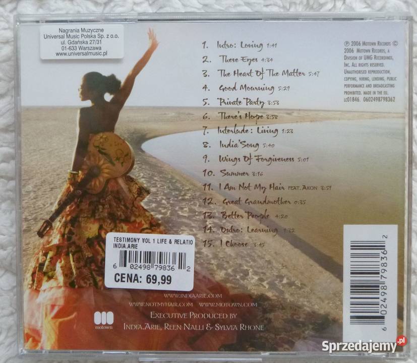 Płyta CD India Arie Testimony vol 1 Life Warszawa sprzedam