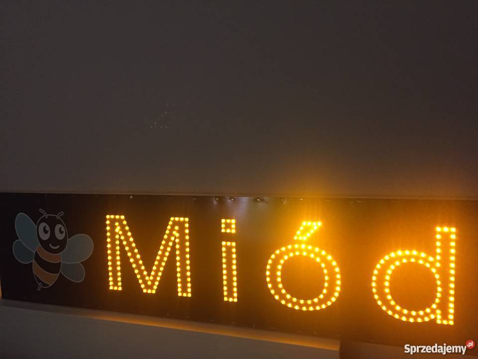 Reklama LED Miód 120x30 zewnętrzna Pszczelarstwo mazowieckie Pomiechówek