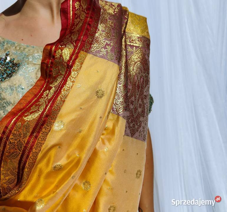 Surowe sari żółte złote saree saaree suknia Spódnice i sukienki Szczecin
