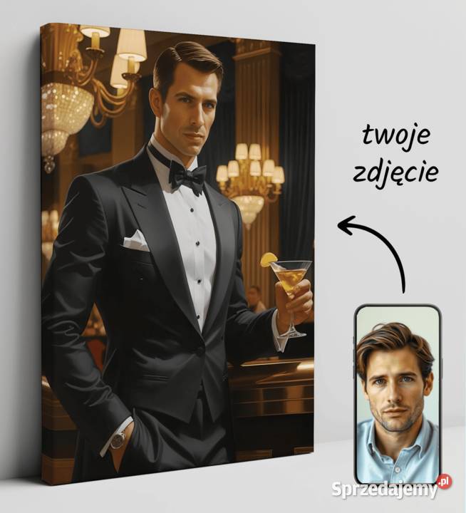 Obraz Portret na płótnie karykatura james bond Warszawa sprzedam