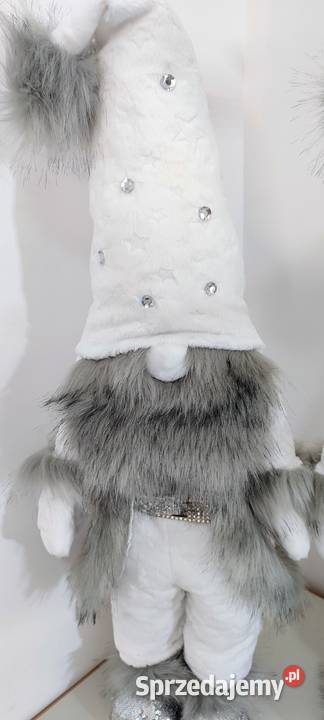 Skrzaty świąteczne para srebrny biały Glamour Lipnica