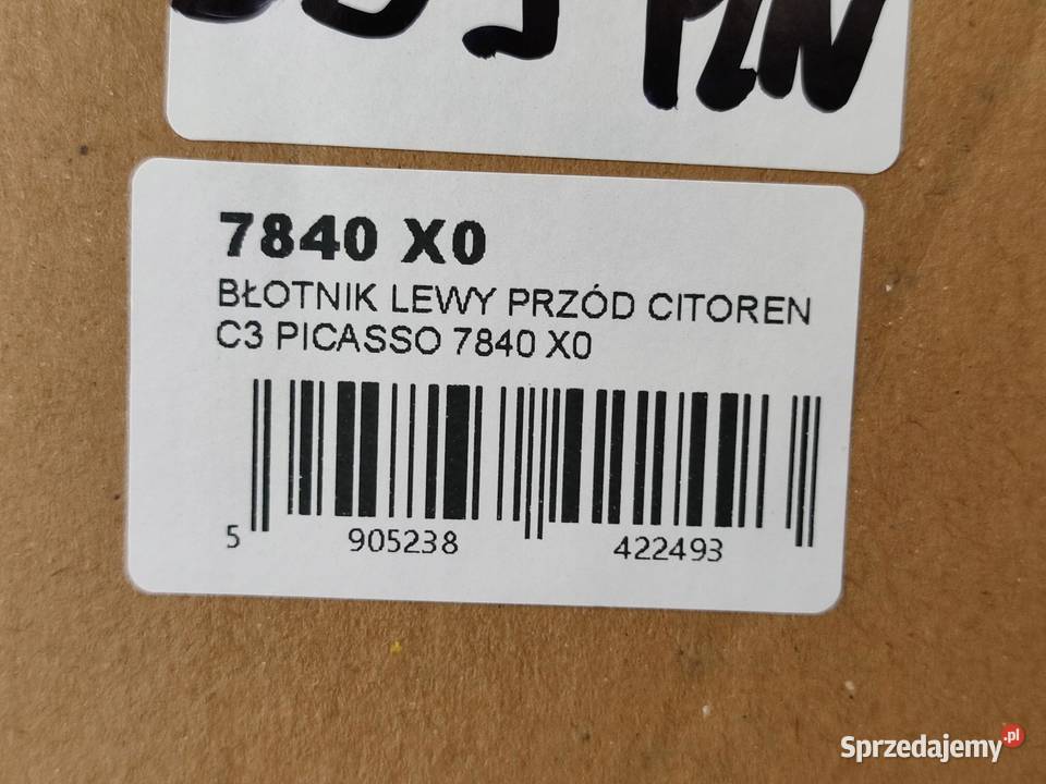 BŁOTNIK LEWY PRZÓD CITROEN C3 PICASSO SH 2009