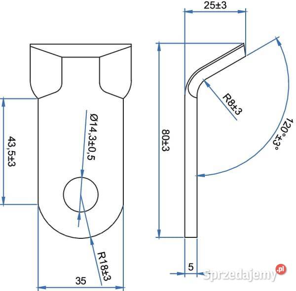 Nóż bijaka 35x80 mm Agrimaster CK1190 Kamionna