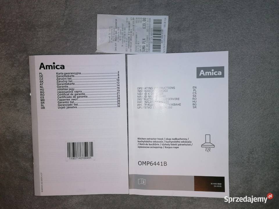 Okap kuchenny podszafkowy Amica model OMP6441B Gdańsk