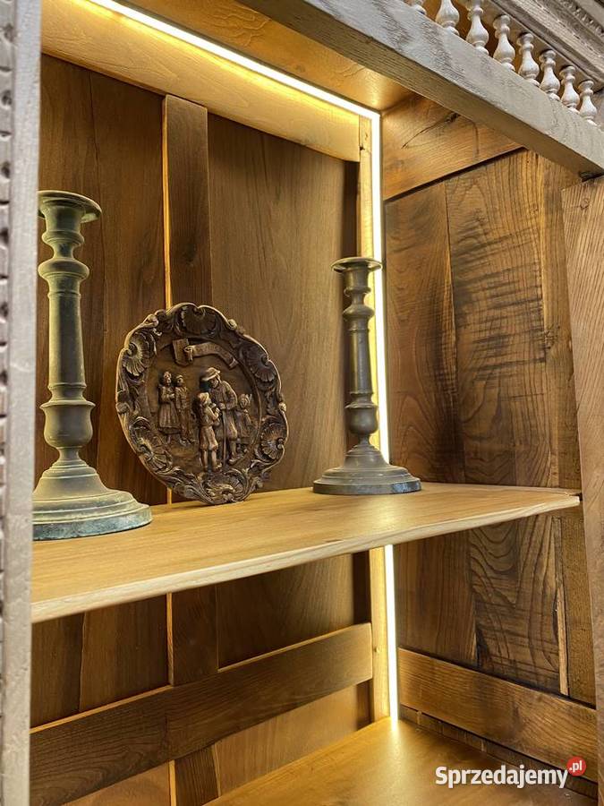 Francuska komodasłupkowa dąb bielony witryna w Warszawa