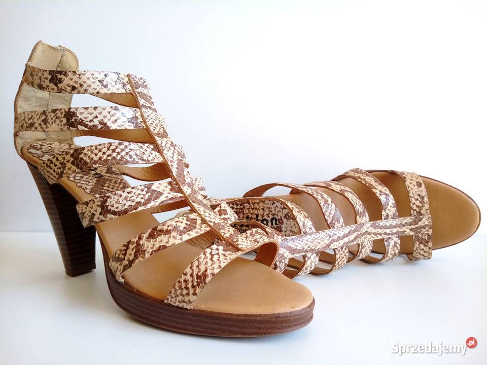 6759 Ładne sandałki beżowotoffi skóra 40 Sandały i klapki