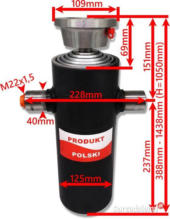 MOCNY Siłownik Hydrauliczny ST5 1050 mm Z Części zamienne kujawsko-pomorskie Solec Kujawski