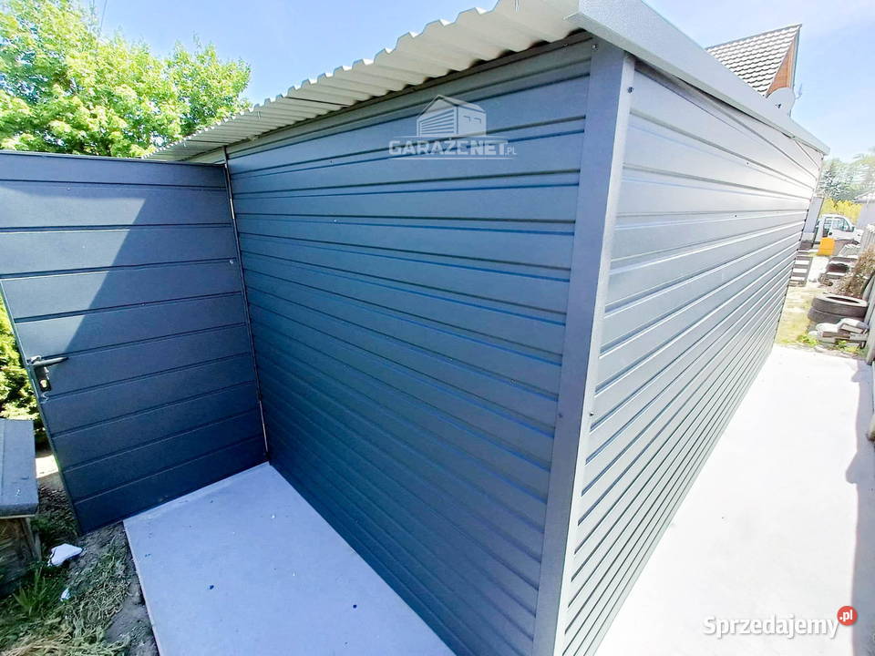 GARAŻ BLASZANY 3M X 6M SPAD TYŁ BRAMA UCHYLNA