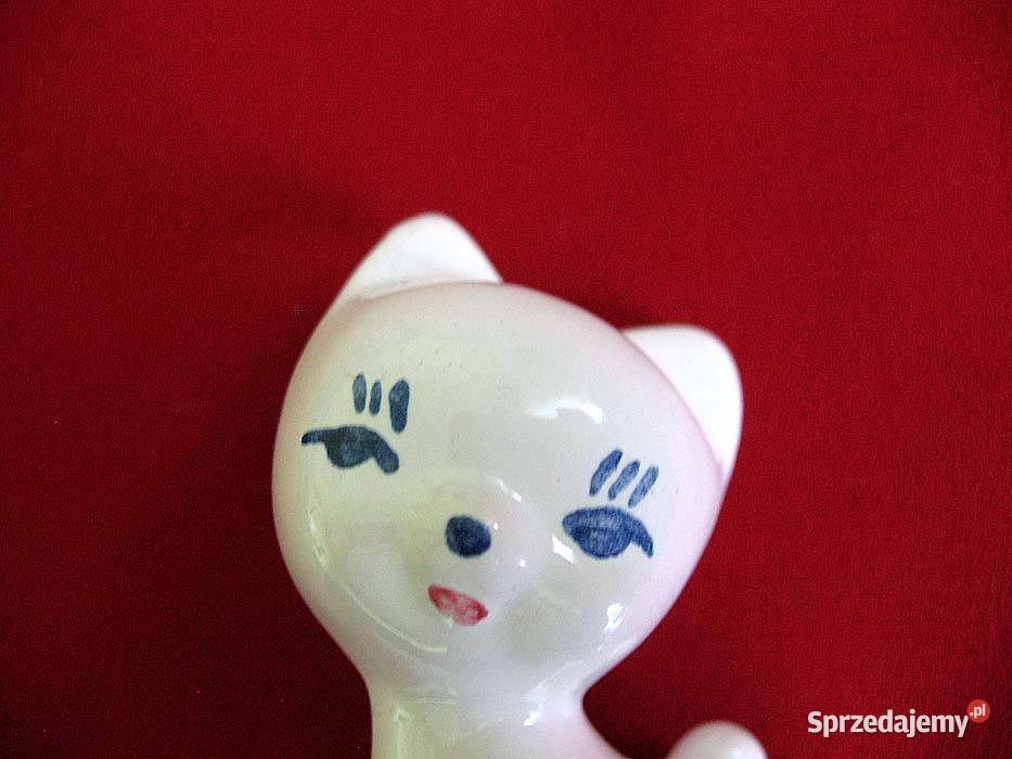 Kot biały mały kotek porcelana 7 x 4 x 3 mazowieckie Siedlce