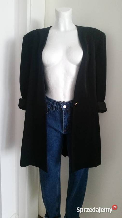 Czarna przedłużana marynarka klasyka vintage Warszawa