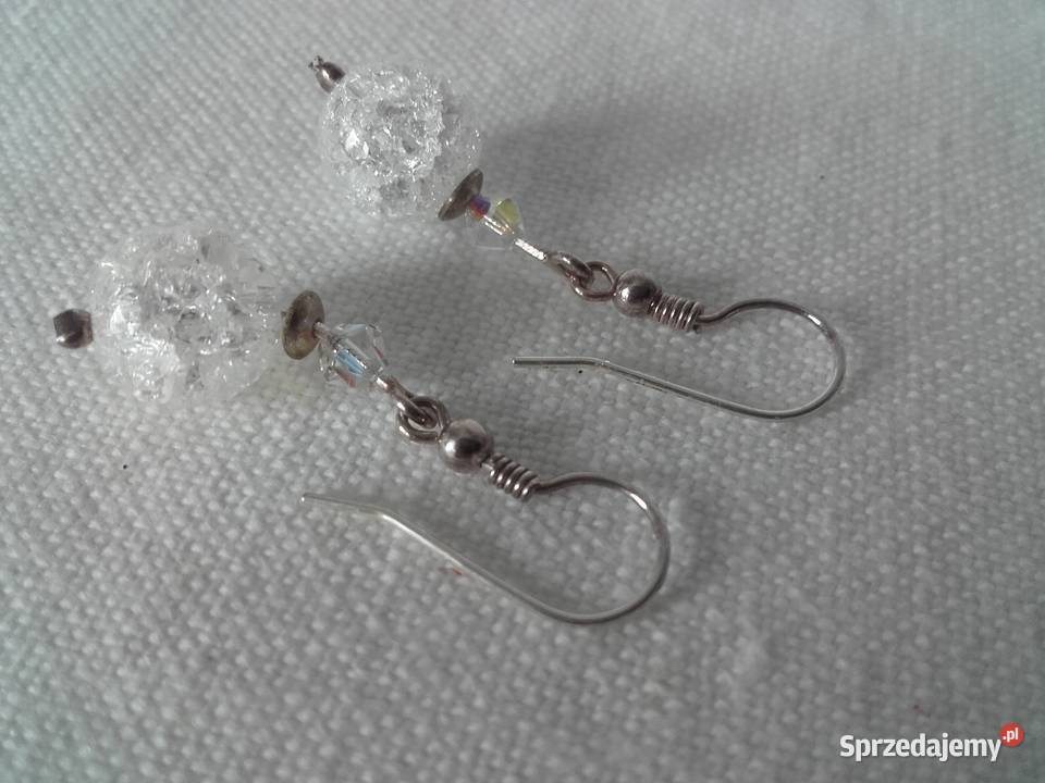 Kolczyki srebro kwarc lodowy