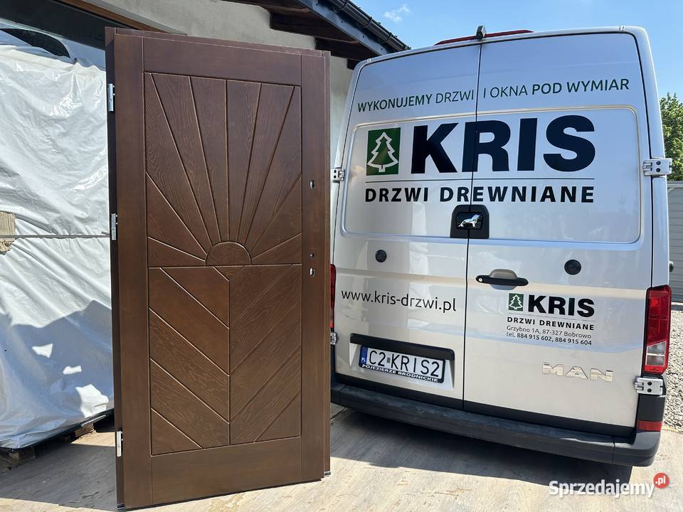 Drzwi zewnętrzne lite drewniane RĘKI GRUBE 75mm Bielsko-Biała